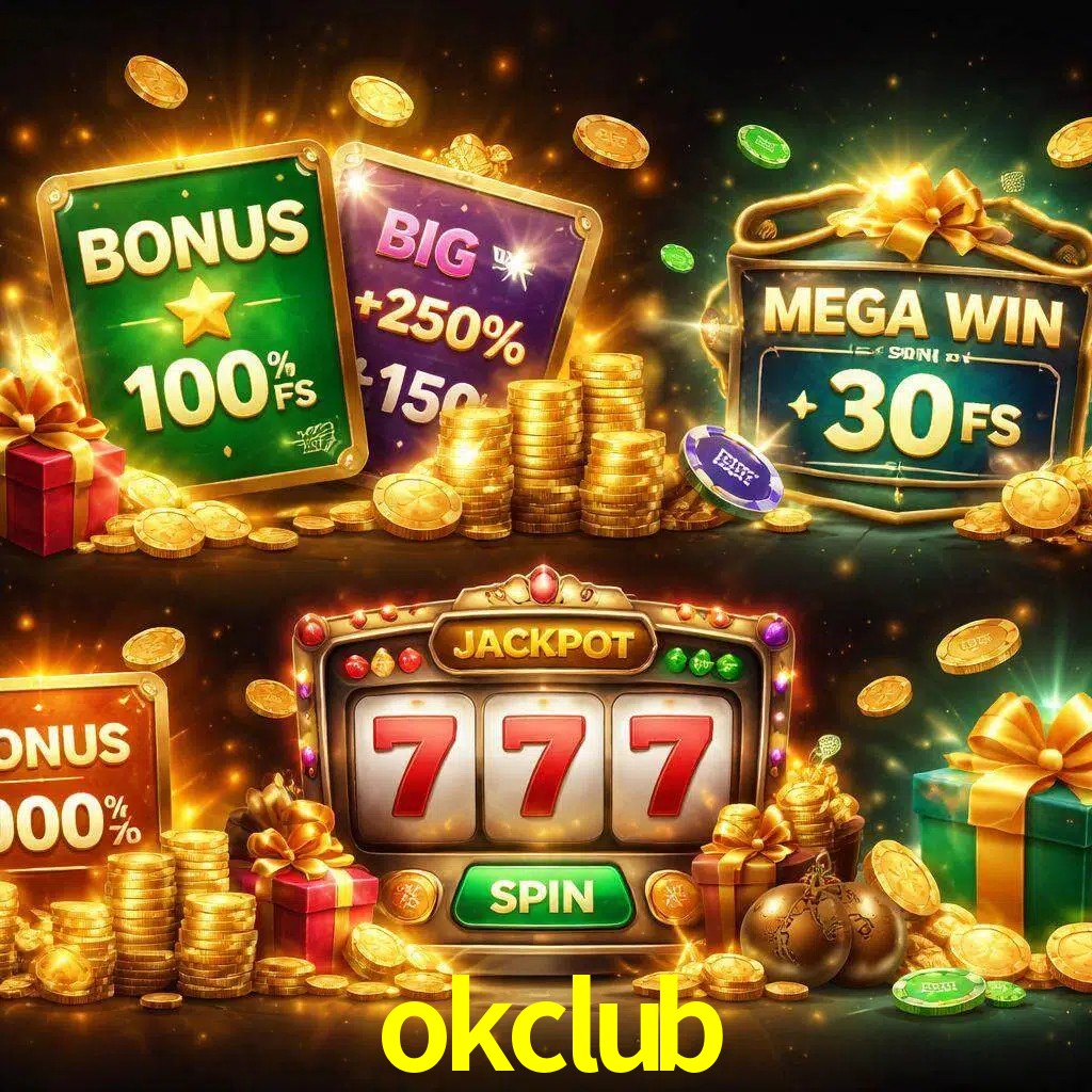 Tipos de bonos okclub incluyendo recompensas de bienvenida y promociones continuas